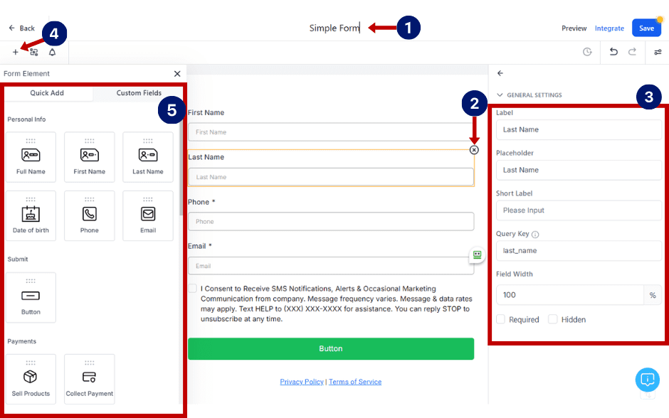 create GoHighLevel email form - building form