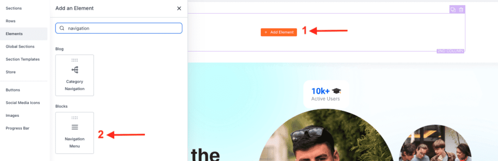 create global section GoHighLevel - navigation