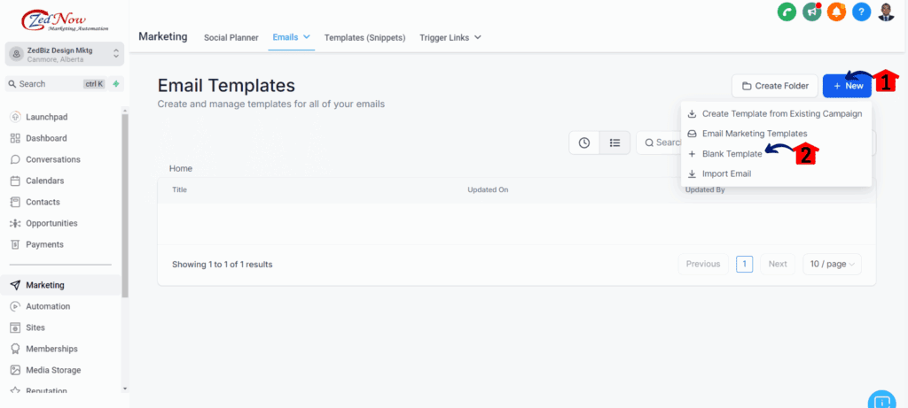 create email template blank