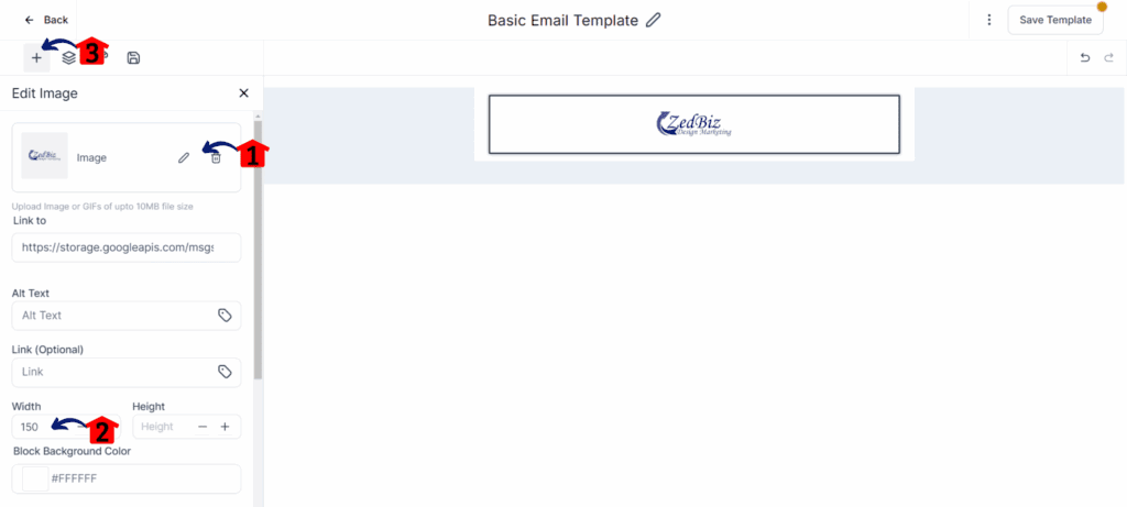 build email canvas upload