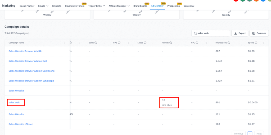 Ad Manager Statistics - sales web