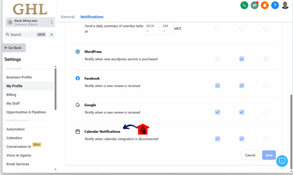 GHL Calendar Integration Notifications - Calendar Settings GHL Calendar Integration Notifications - Calendar Settings