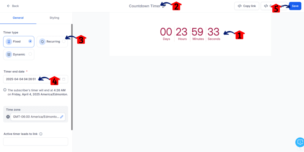 GoHighLevel countdown timers - Configure