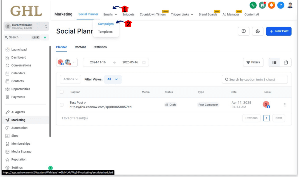 Step 2 of setting up GHL email segment builder