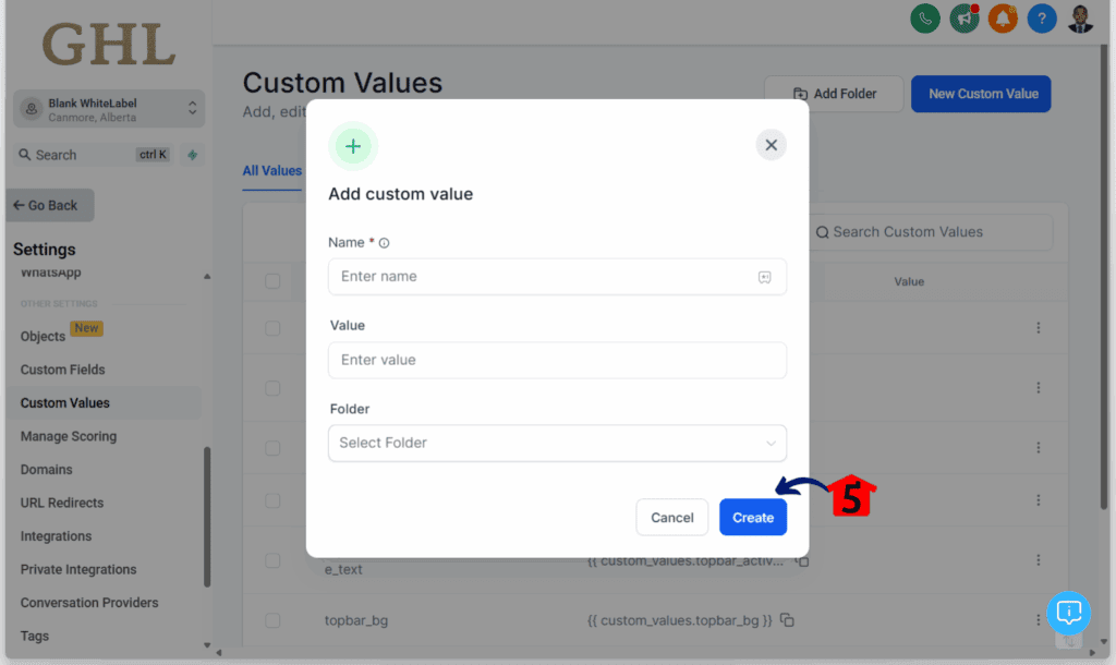 Custom Fields and Custom Values - details custom values create