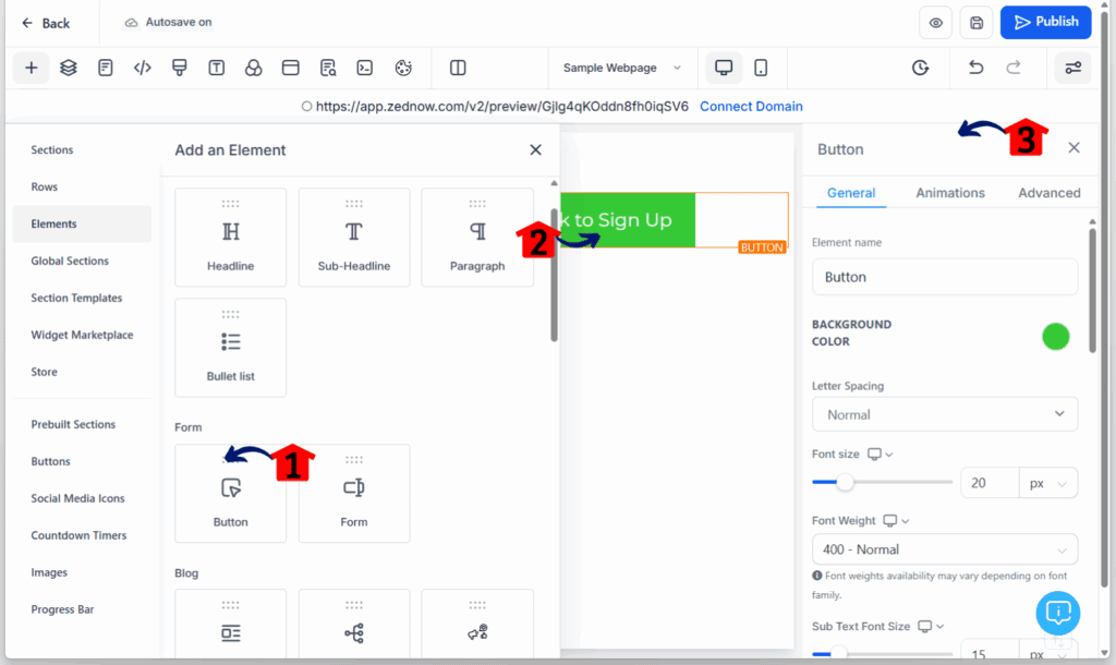 GHL Page Builder Elements - button