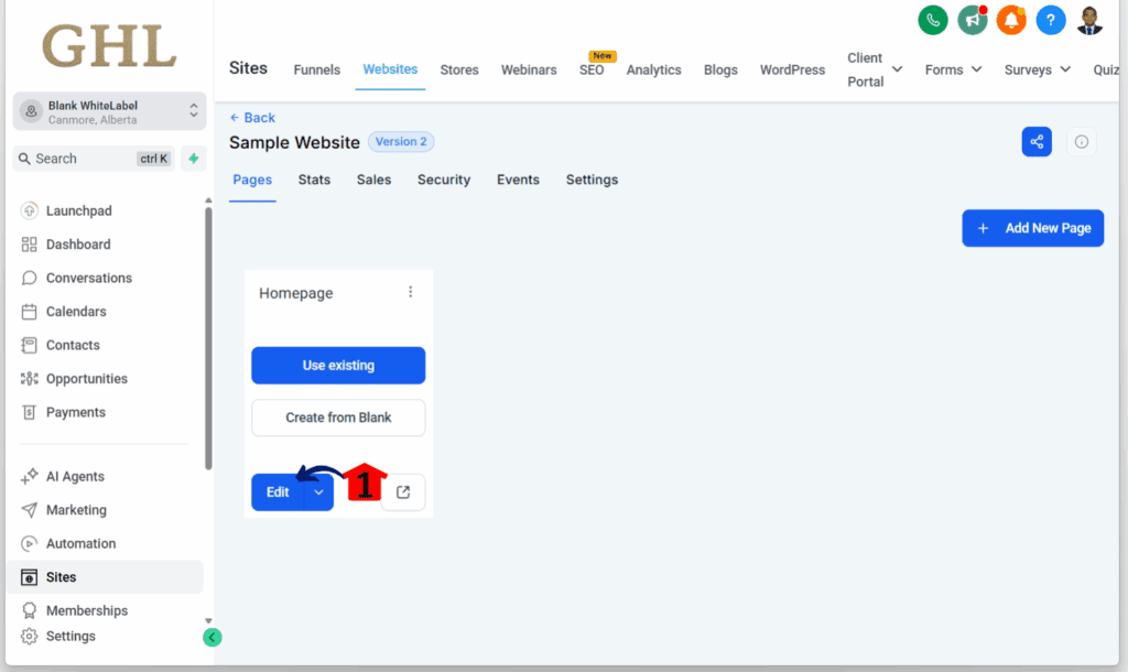 website builder guide - edit