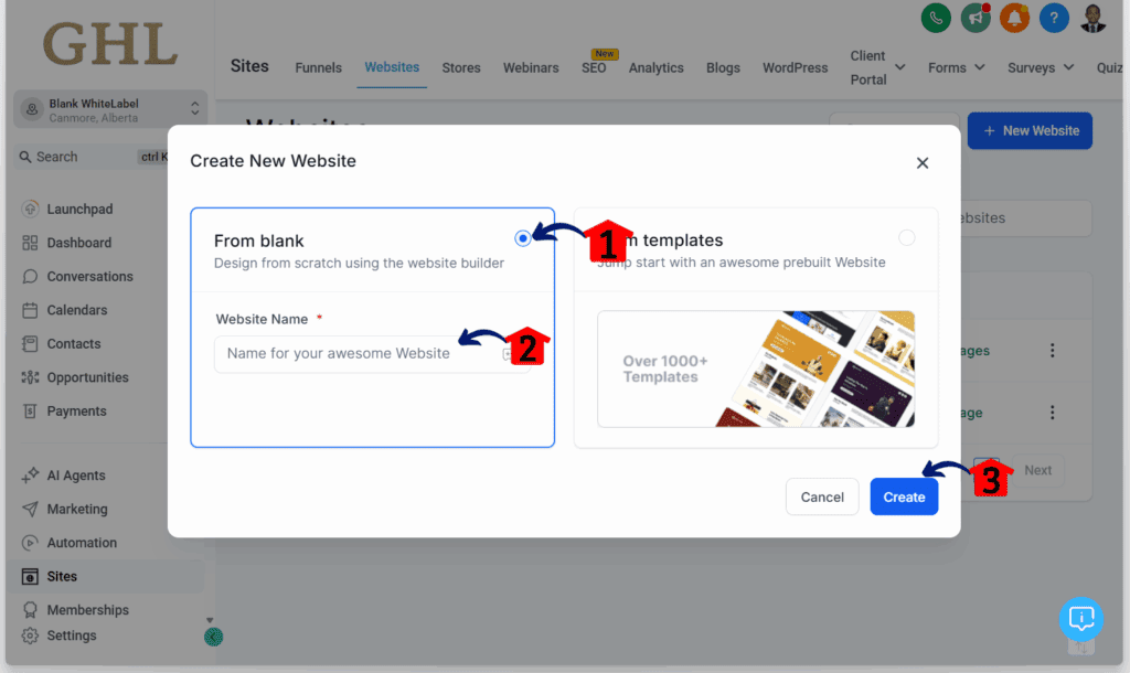 website builder guide - new website