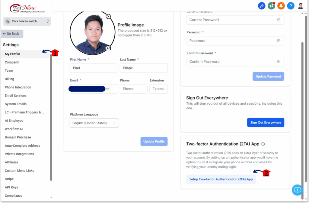 Authenticator App Setup 2FA
