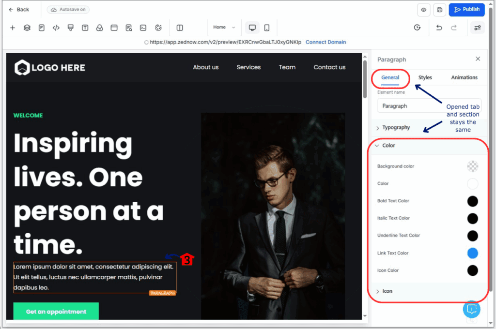 Persisten context across elements with the builder sidebar update