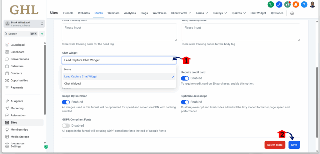 Adding the Lead Capture Chat Widget