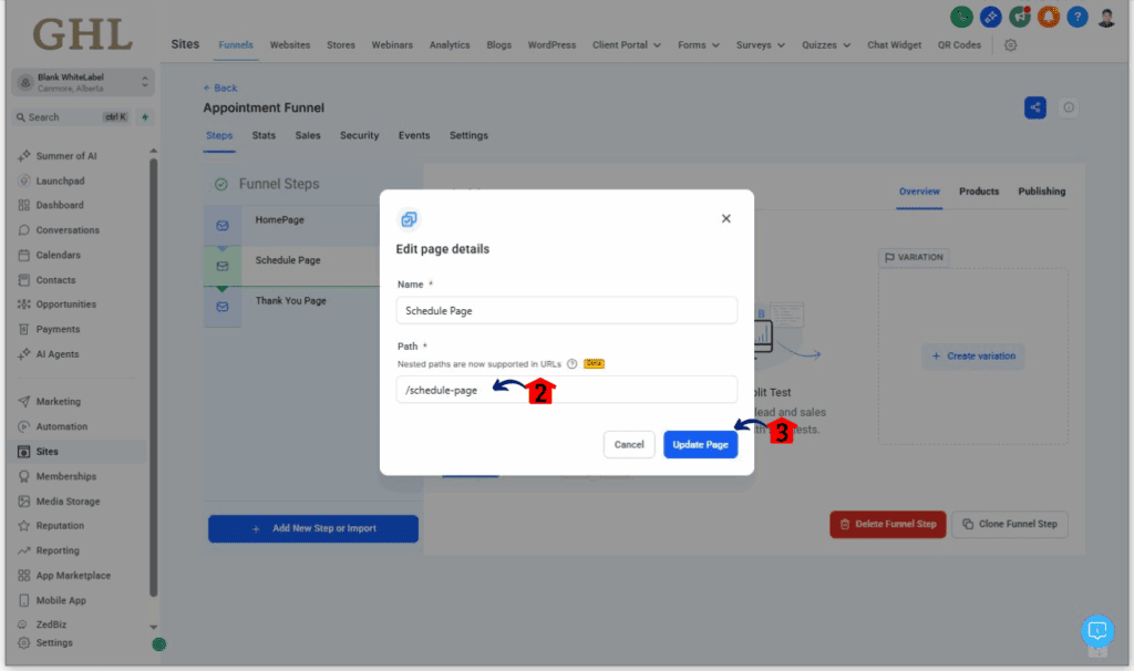 Add a Nested URL Structure