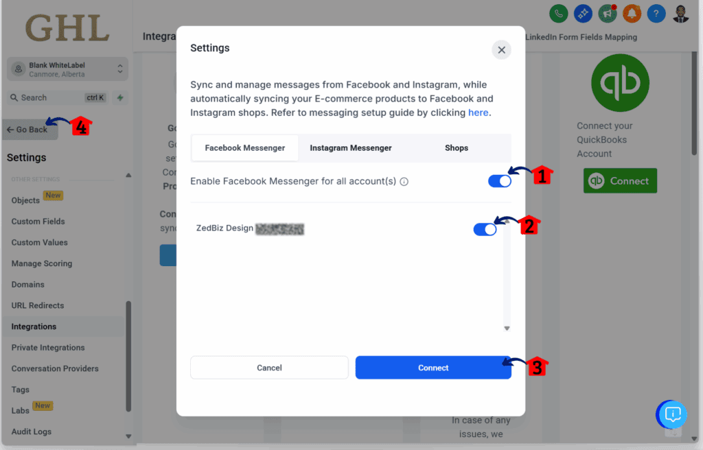 enabling for Facebook Messenger Integration