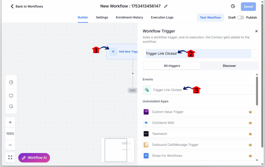 adding the trigger element