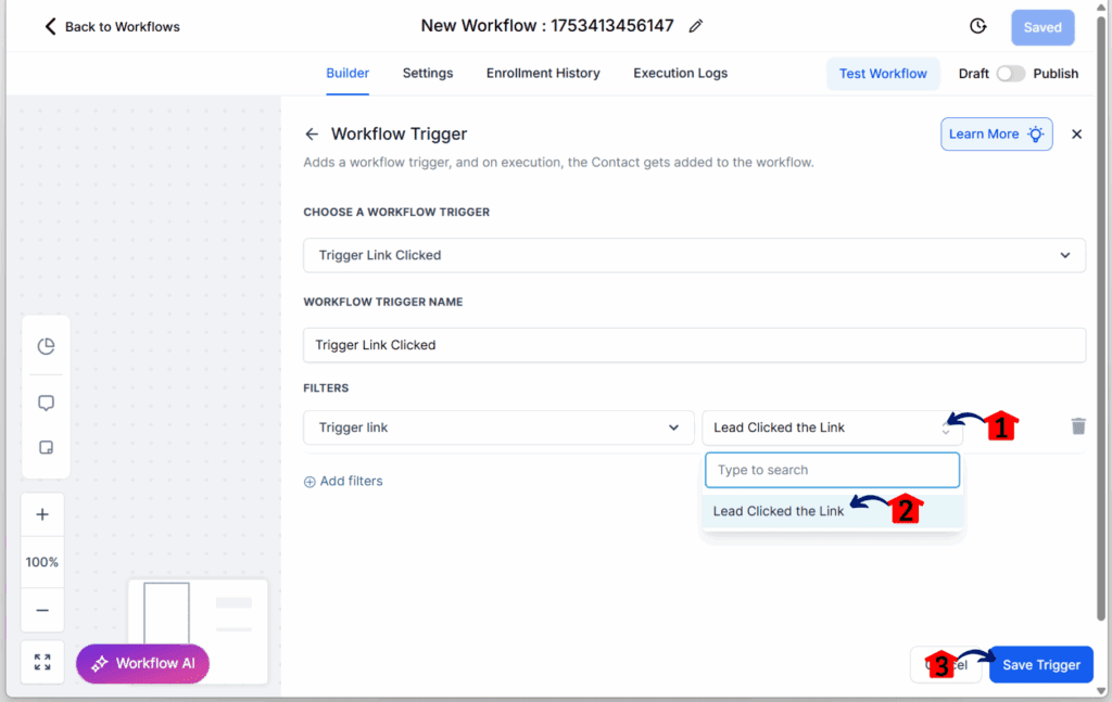 saving the filters and triggers