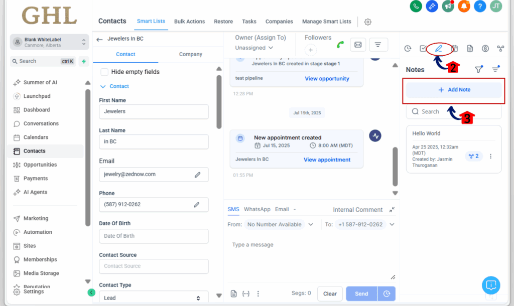 shared contact notes