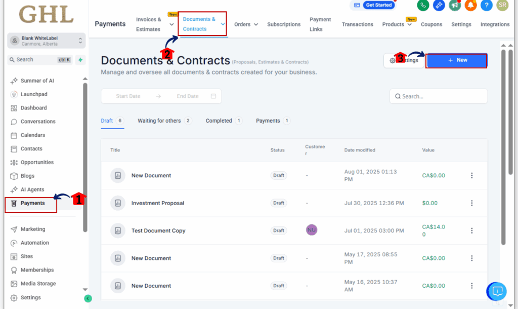 Automated workflow in GoHighLevel sending multilingual documents via email