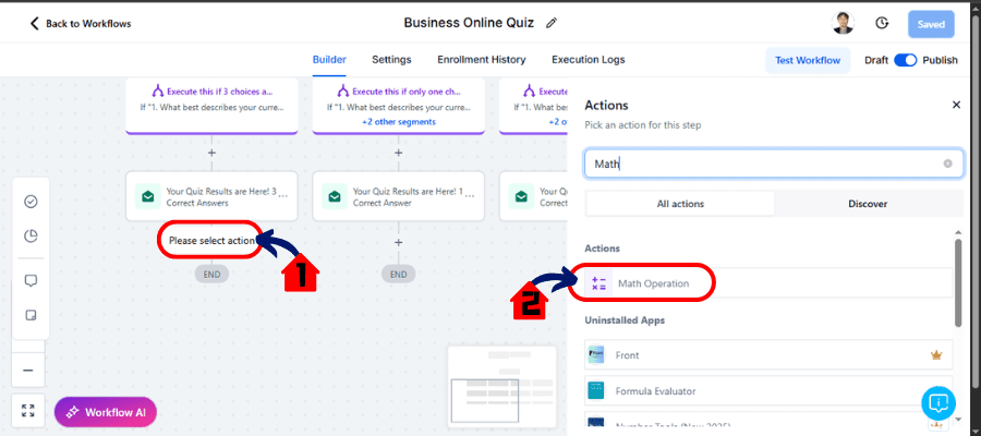 Ghl workflow math operations