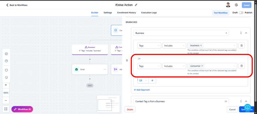 using and/or conditions