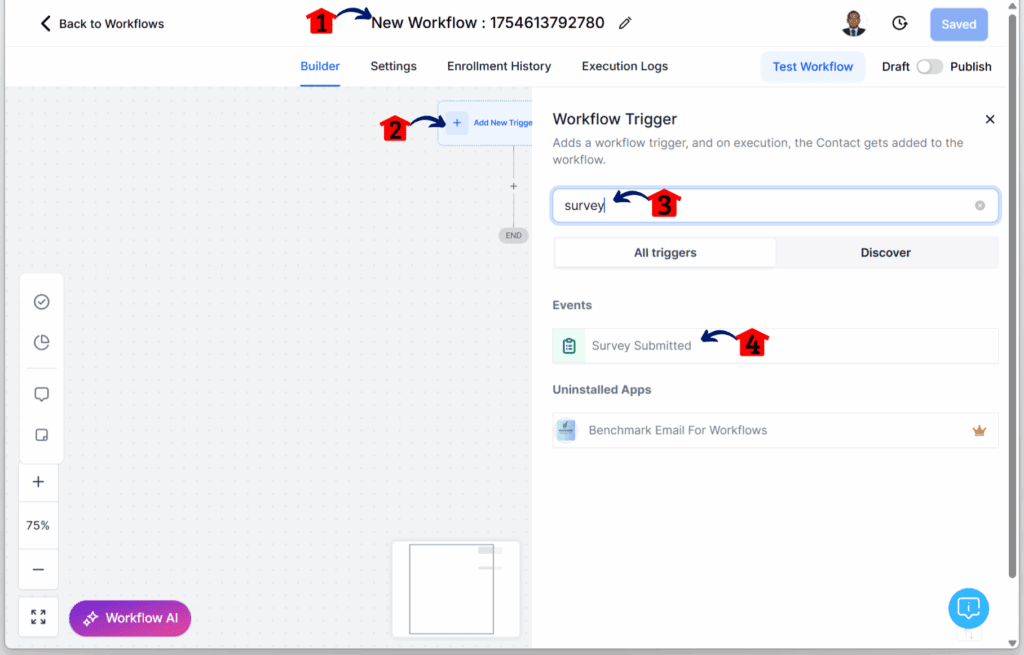quiz automation flow – Save the Email for Branch 1