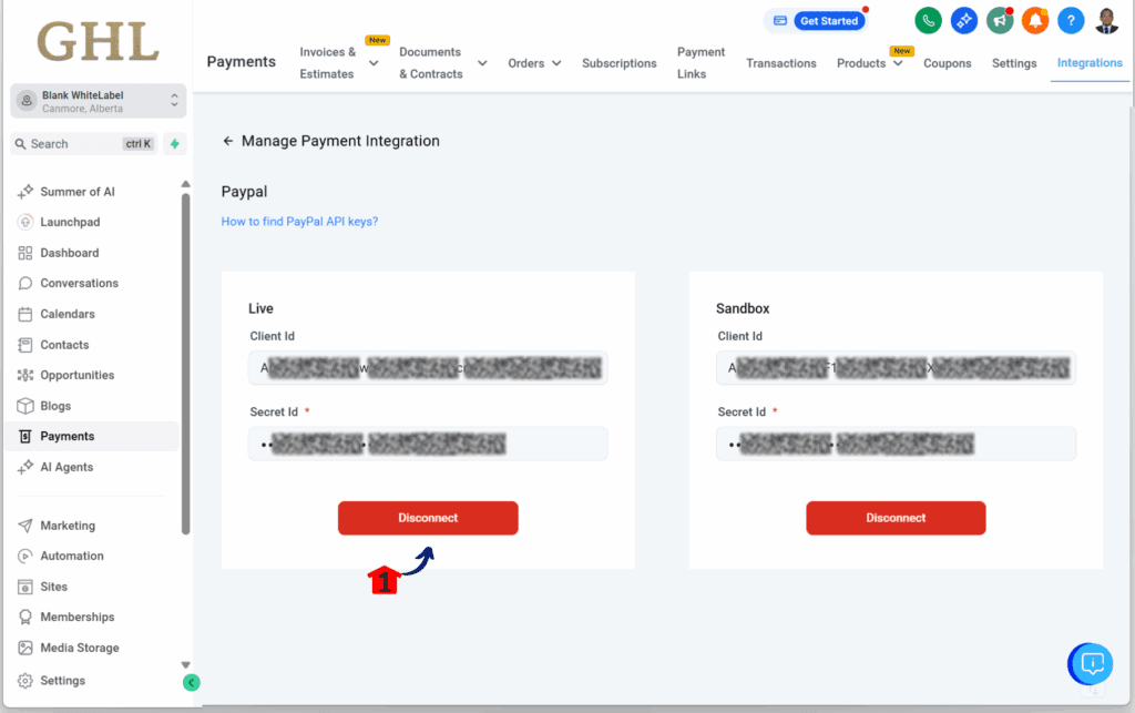 Connecting Paypal account
