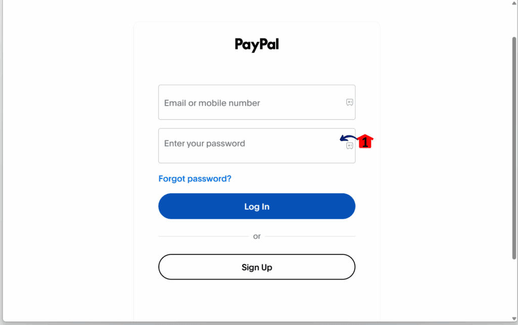Loggin in to PayPal