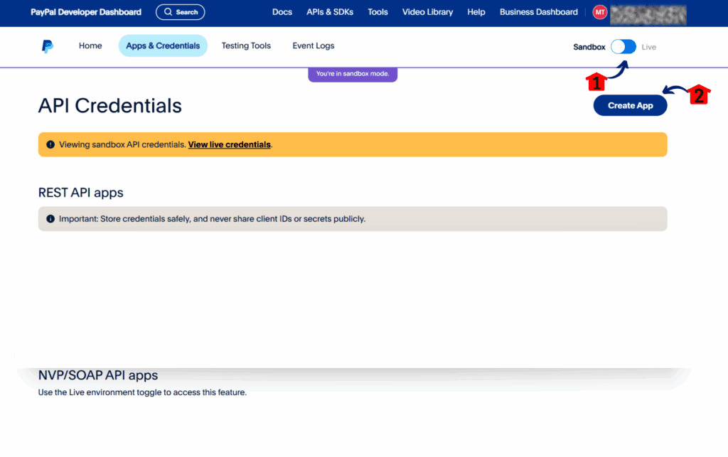 creating sandbox credentials