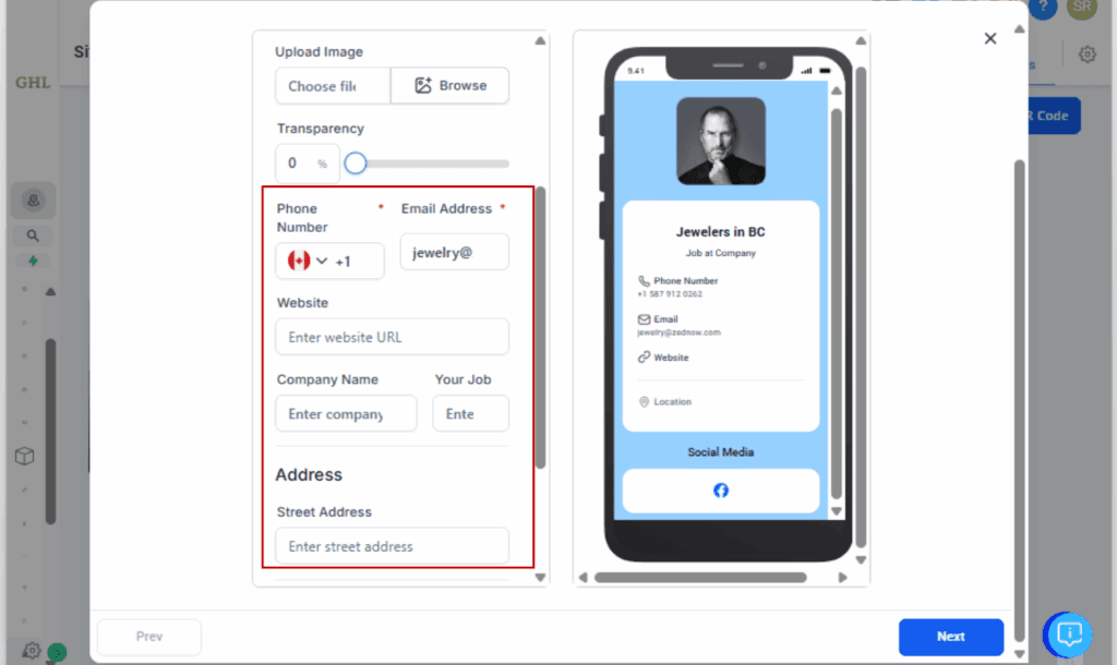 QR code marketing - Enter the Destination Data