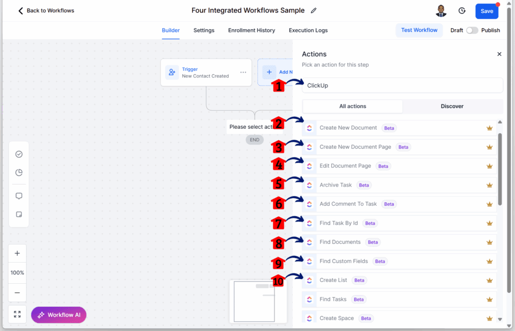 Workflow automation tools - Add ClickUp Actions