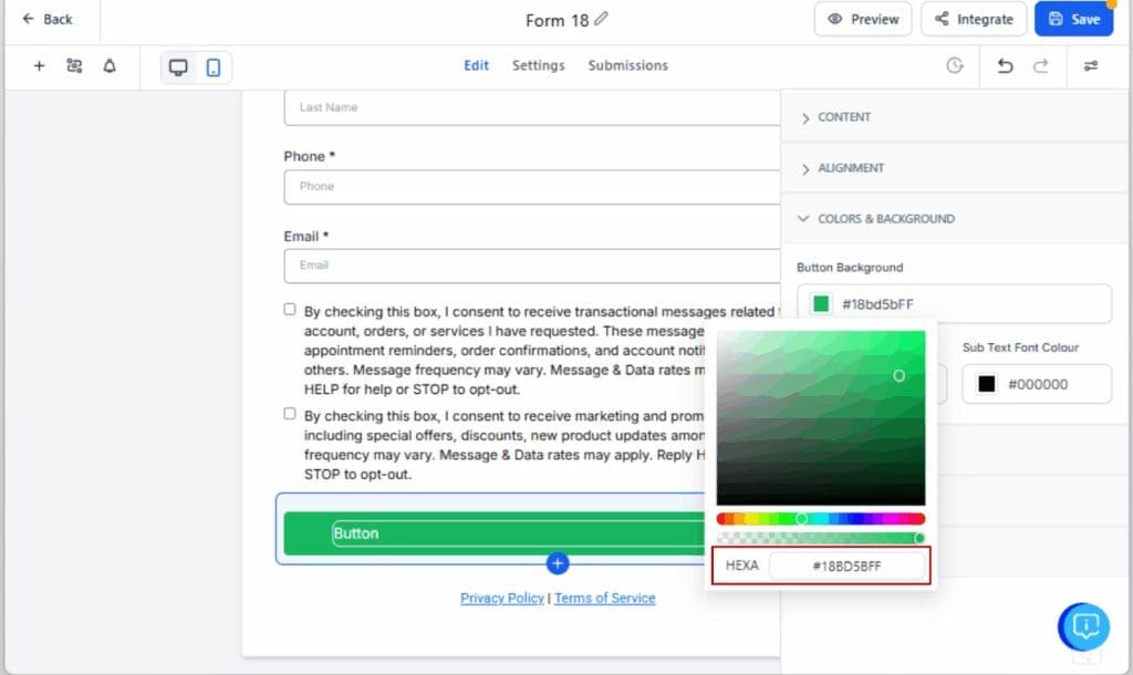 GoHighLevel form design customization
 - Set Your Primary Color
