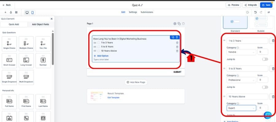 ghl quiz builder questioner