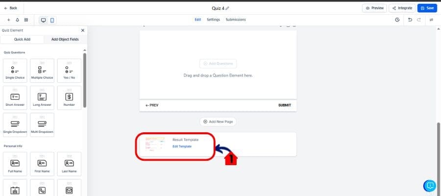 ghl quiz builder result template