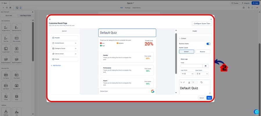 Ghl Quiz Builder Result Template Editor