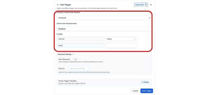 ghl workflow scheduler