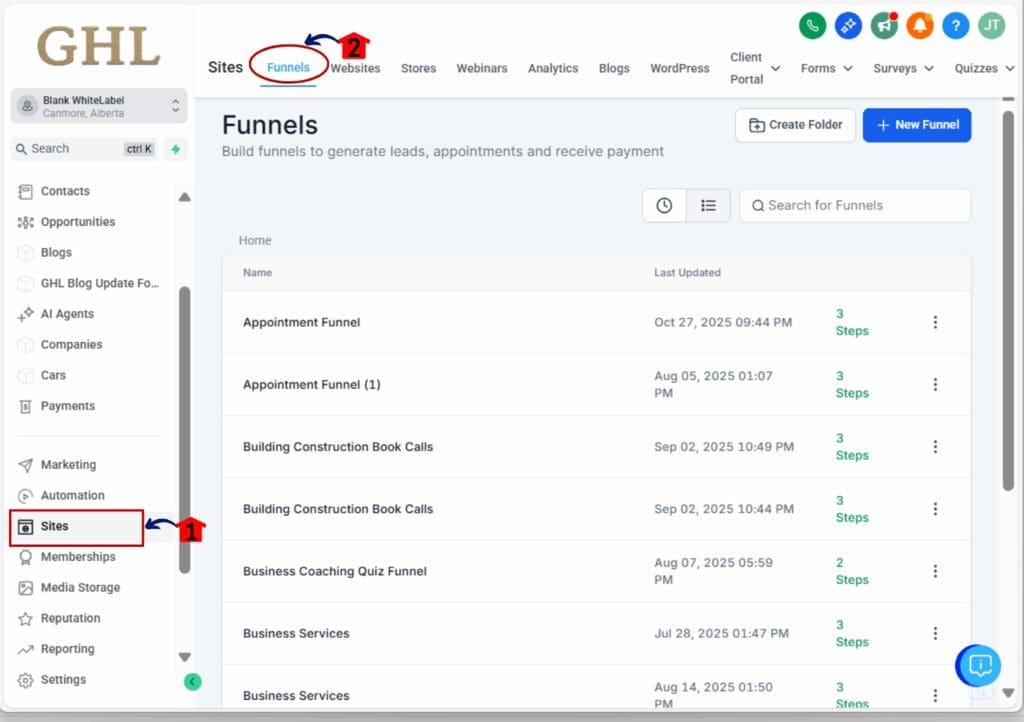 how to use website builder search