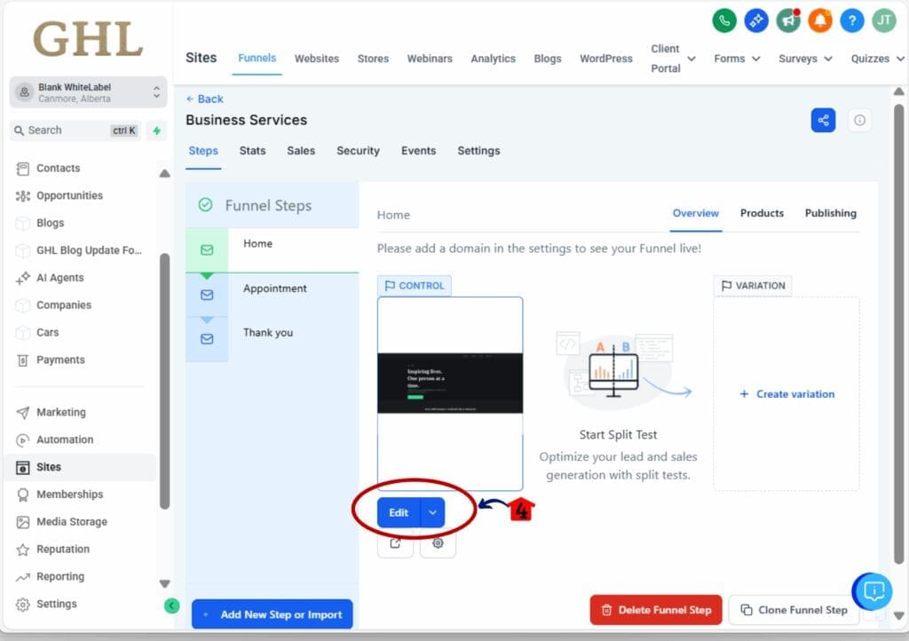 website builder search - edit