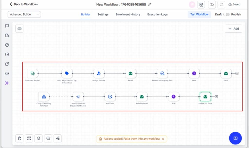 GoHighLevel Workflow Branching
 - Build Out the Mini Branch