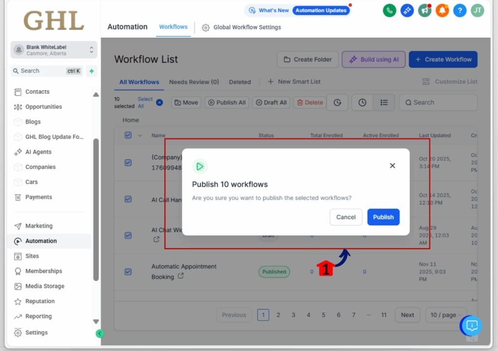 bulk workflow actions - confirm