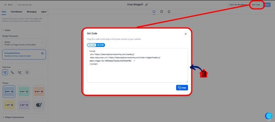 ghl chat widgetcode snippet