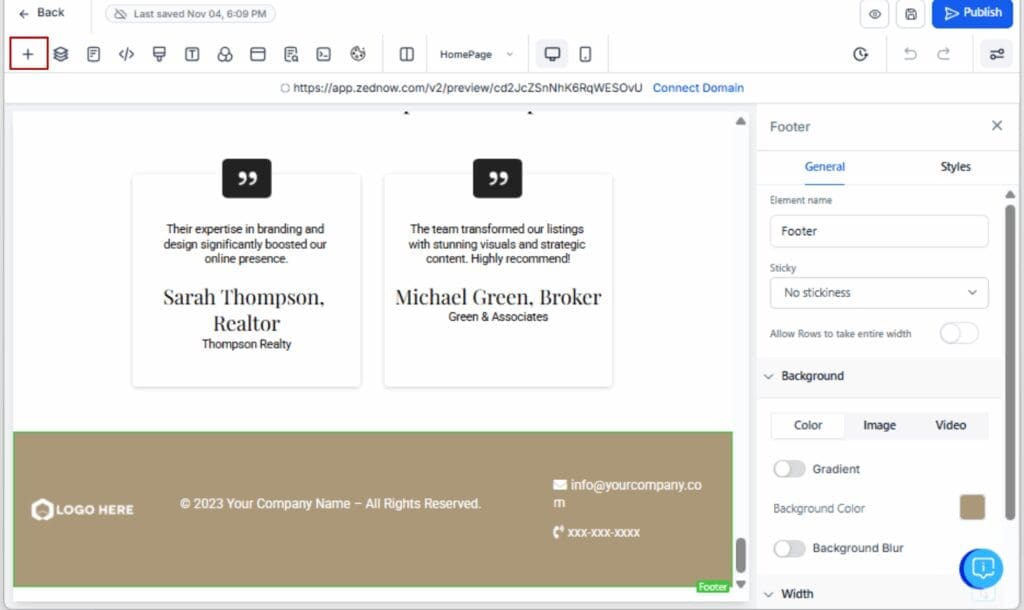 default page styling
- Add Any Page Element