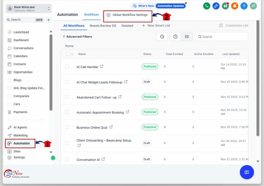 how to use automated workflow setup