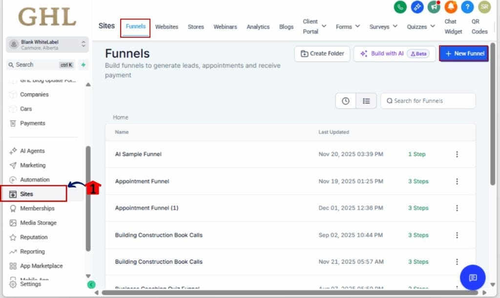 Marketing Funnel Templates
 - Use New Funnel Templates