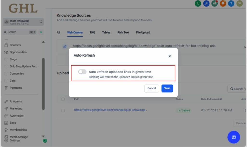 Bot Training Automation
- Enable the Auto Refresh Feature