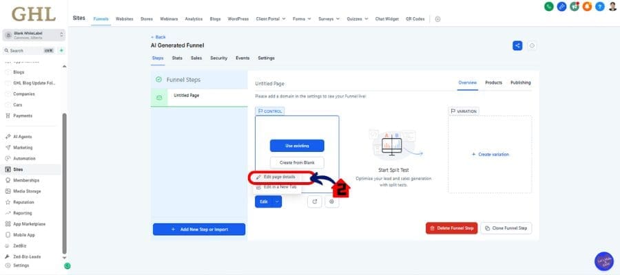 ghl funnel page