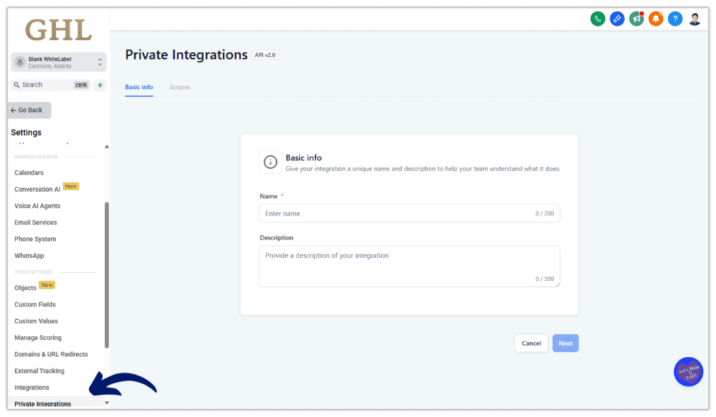Private Integrations Feature