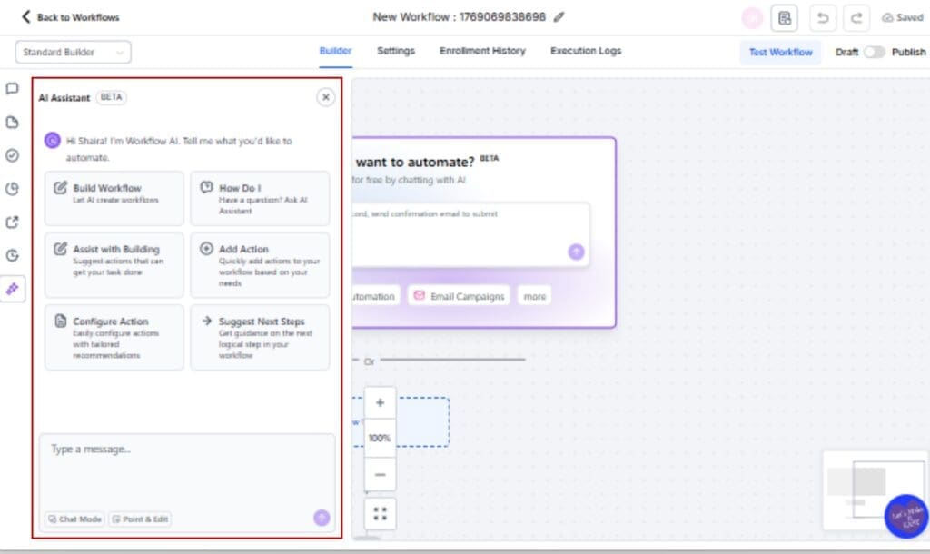 AI workflow assistant
 - Use Natural Prompts for Contextual Help