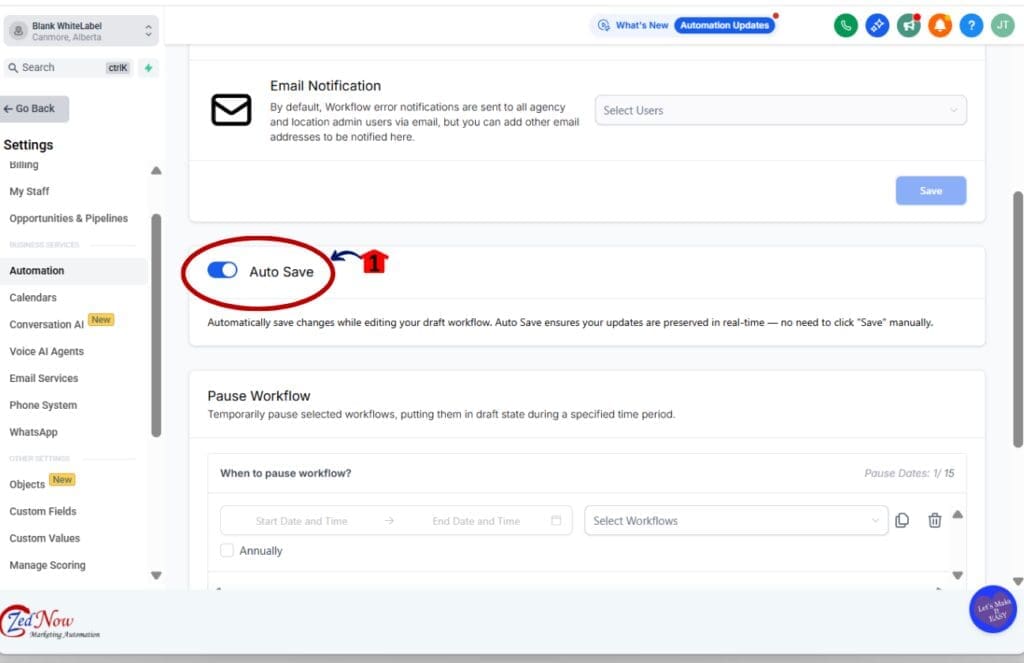 workflow autosave