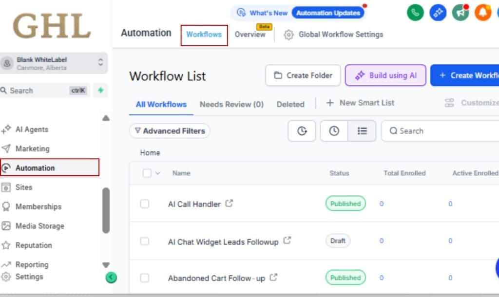 AI workflow builder
 - Access the Workflow Builder