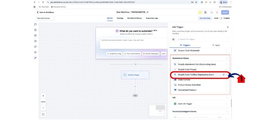 ghl shopify order fulfill trigger