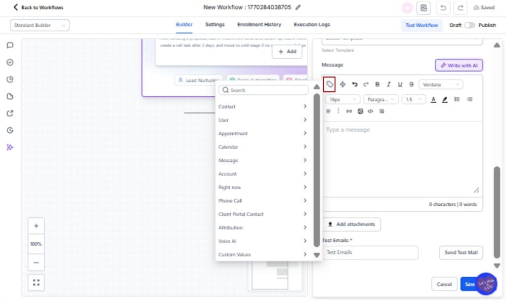 GHL Workflow Custom Values
 - Use Workflow Custom Values in an Action